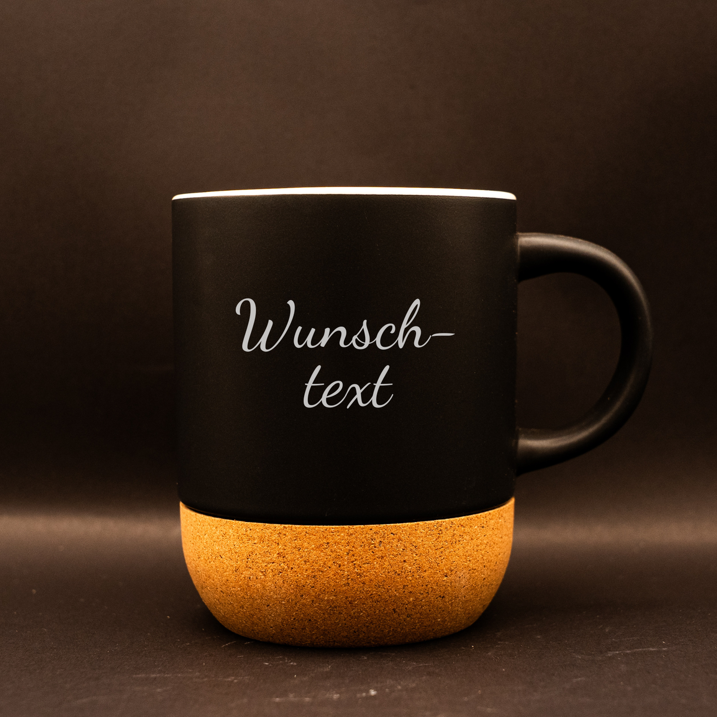 Keramiktasse mit Korkdetail - Wunschtext