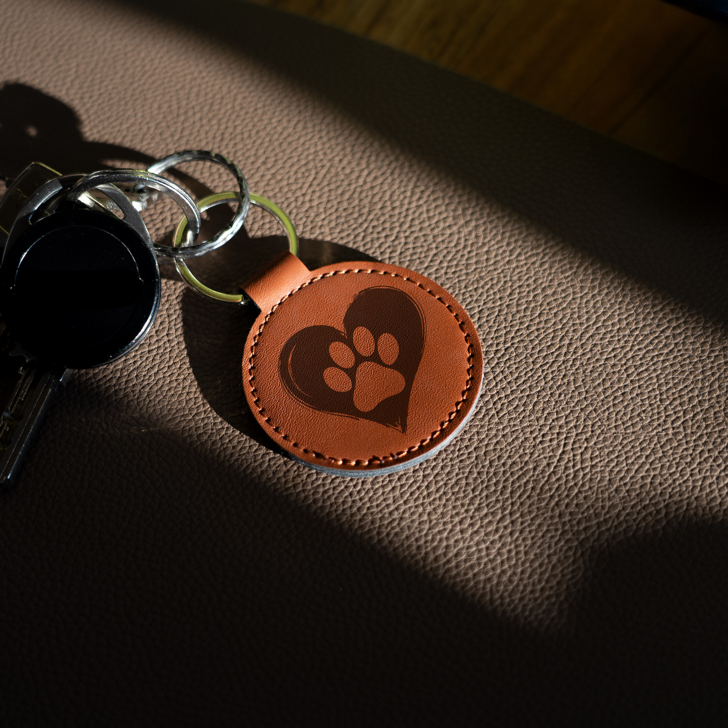 Schlüsselanhänger Leder - Herz mit Pfote