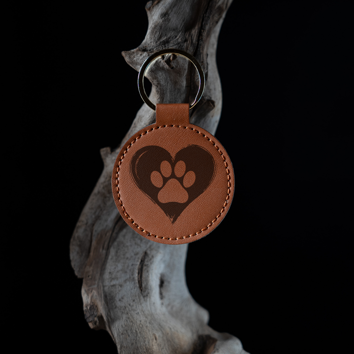 Schlüsselanhänger Leder - Herz mit Pfote