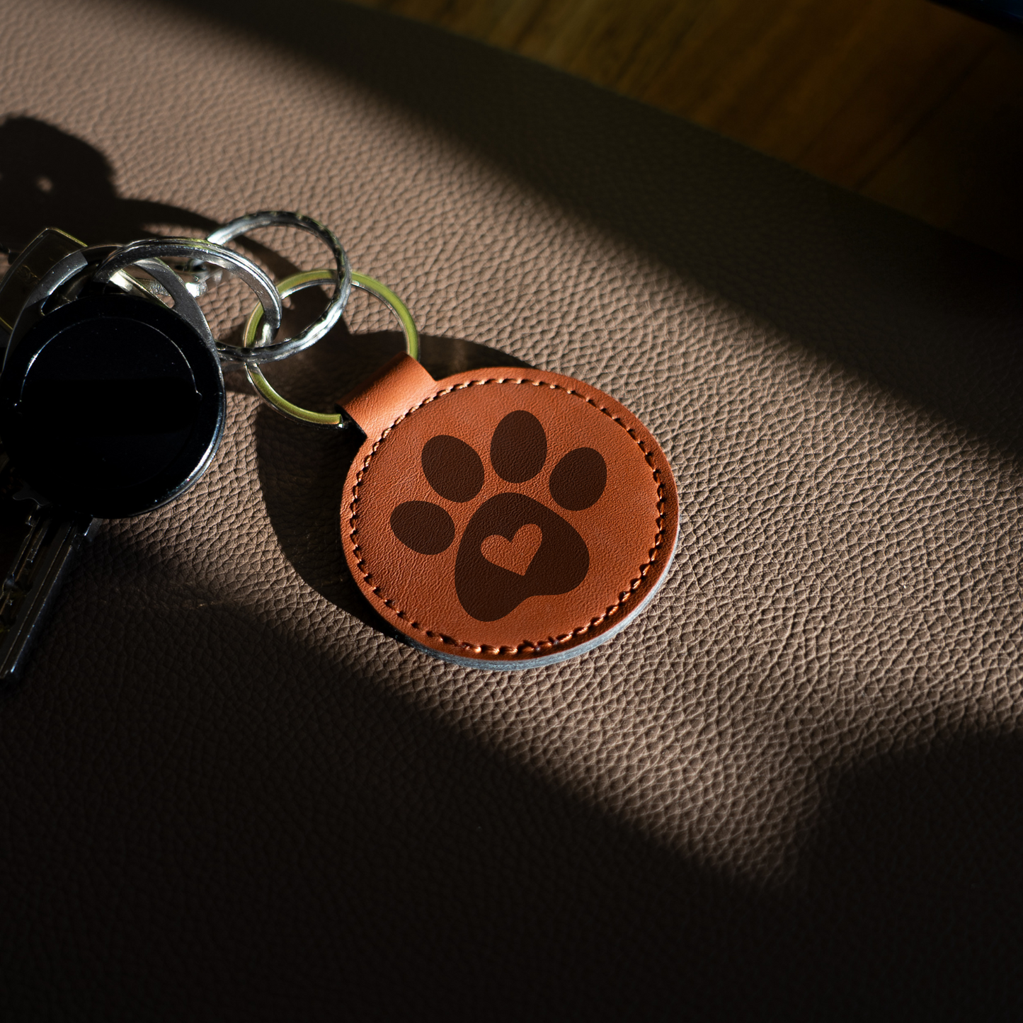 Schlüsselanhänger Leder - Pfote mit Herz