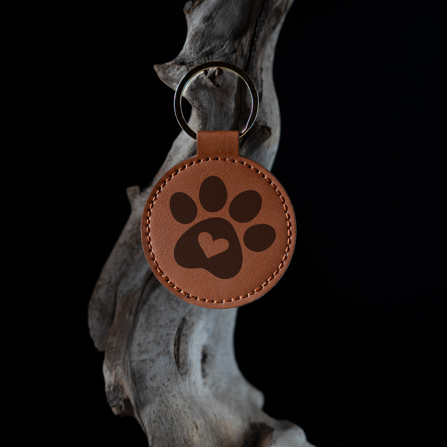 Schlüsselanhänger Leder - Pfote mit Herz