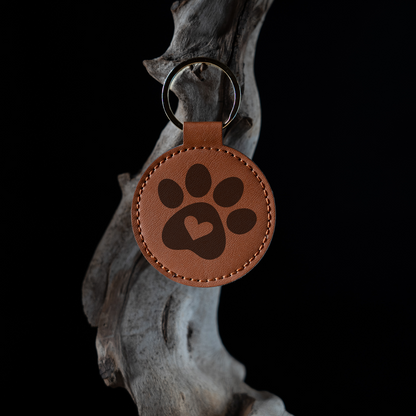 Schlüsselanhänger Leder - Pfote mit Herz